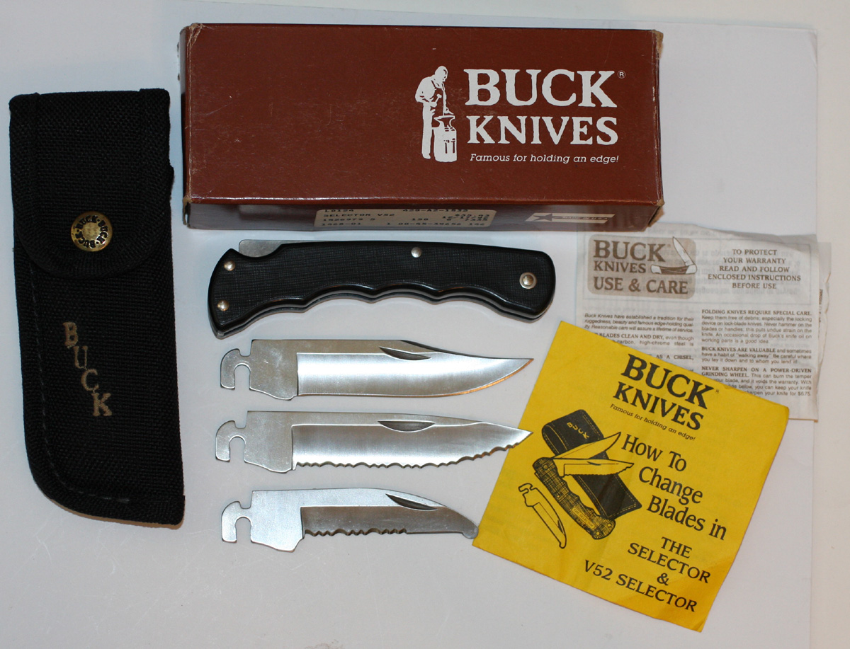 VINTAGE BUCK BLACK 429 SINGLE BLADE SELECTOR FOLDING KNIFE SET MIB eBay